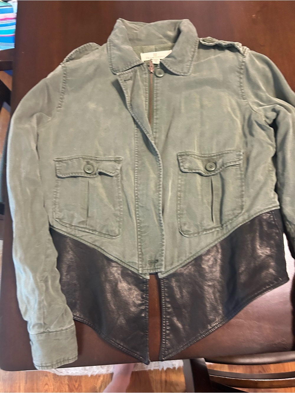 BB Dakota Olive Green Utility Jacket with Black Trim